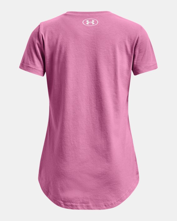 Girls' UA Logo Overlay Short Sleeve, Pink, pdpMainDesktop image number 1